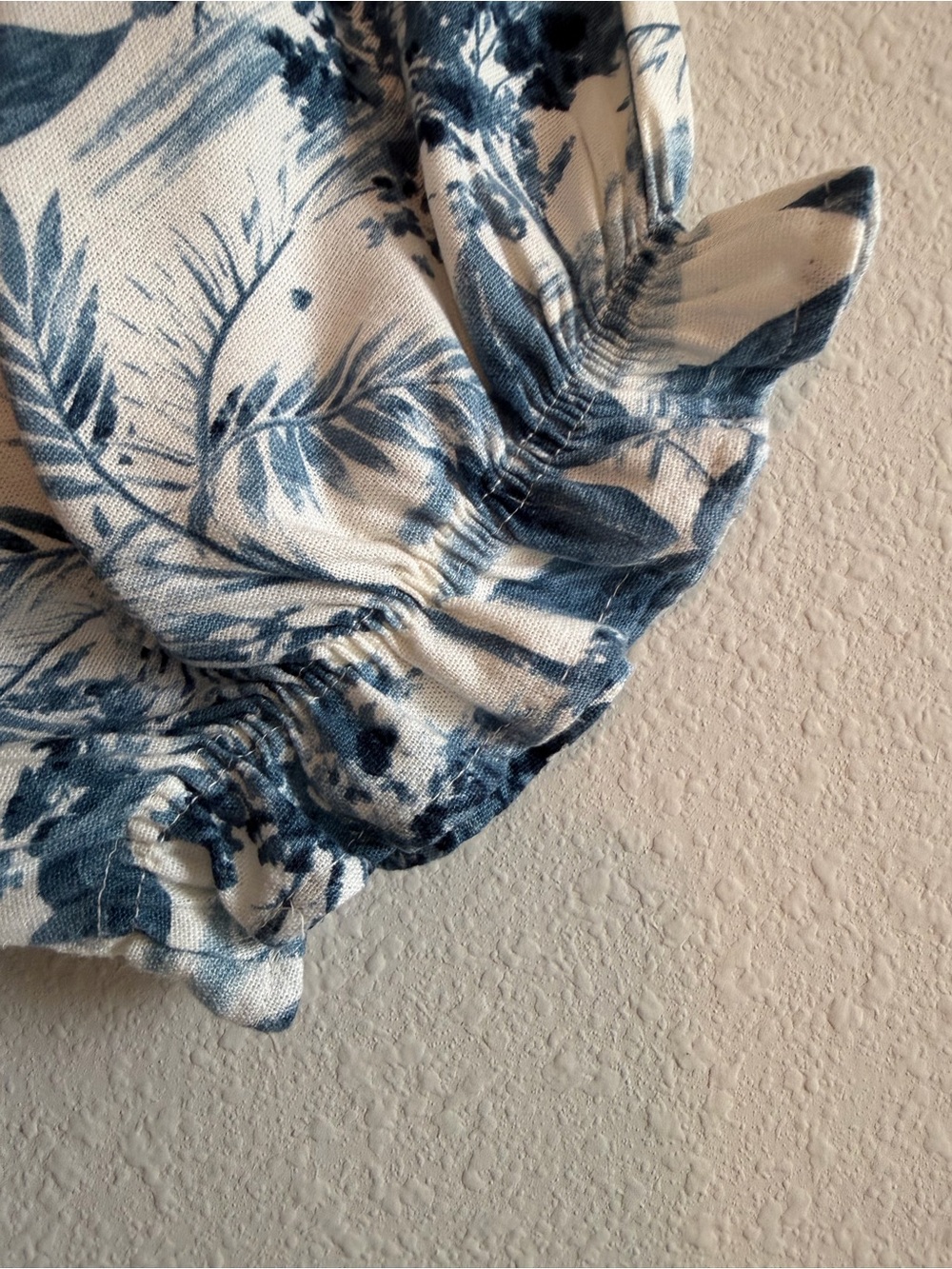 Blue and White Floral Maxi Dress with Smocked Bodice - Picture 5 of 7